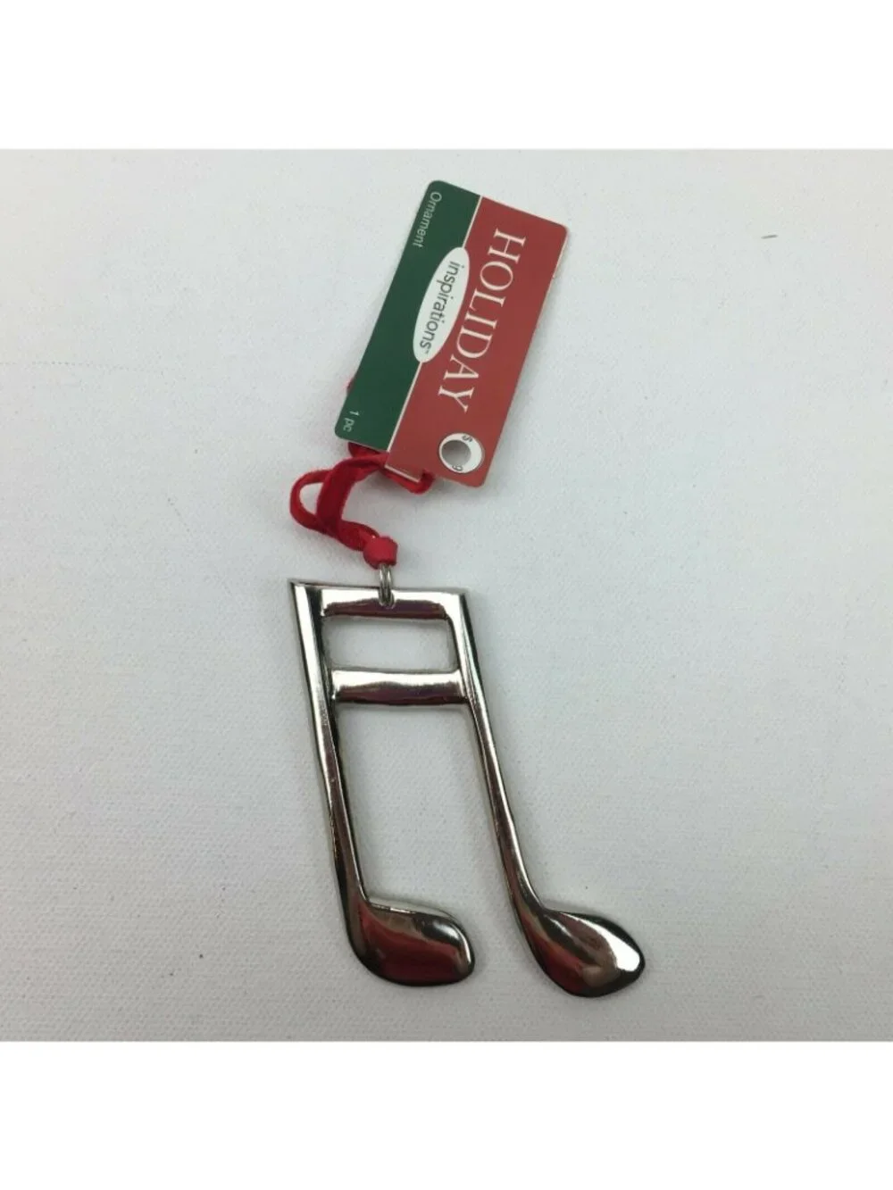 Holiday Inspirations Metal Silver Music Half Note Christmas Ornament